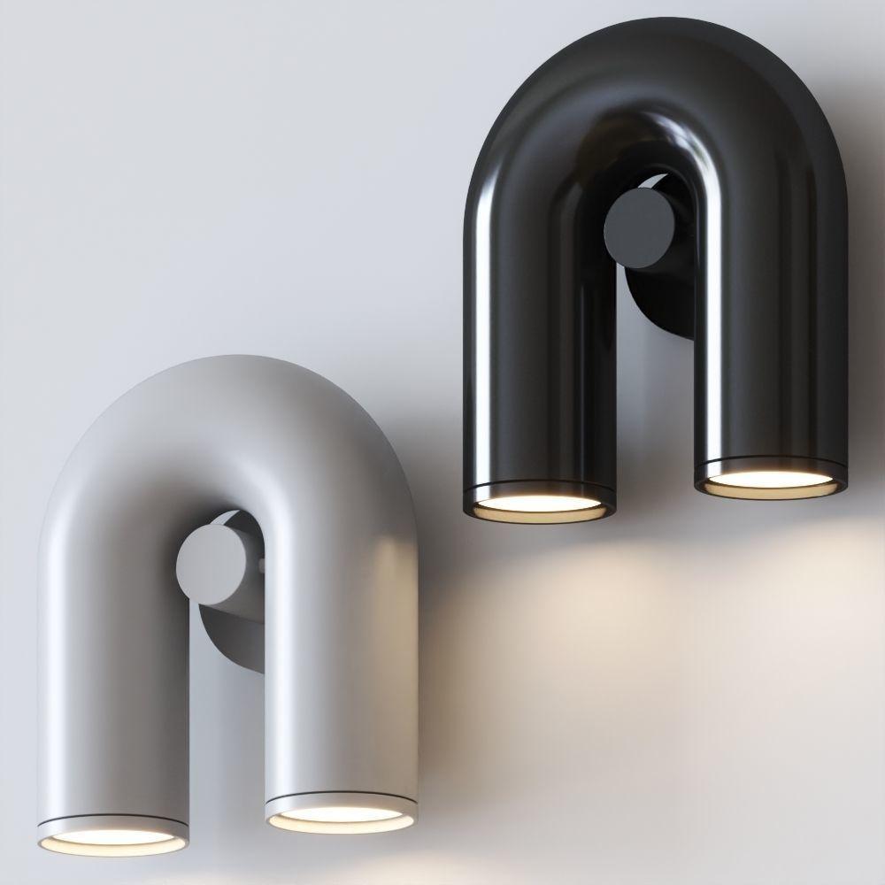 Arisha U-muotoiltu LED-metalliseinävalaisin, musta/sininen/harmaa/punainen, makuuhuoneeseen