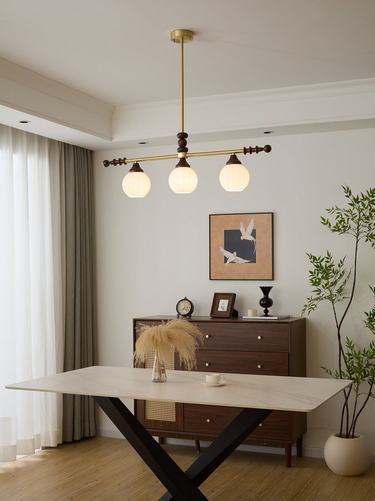 Vosole traditionel elegant vintagekrystallsekrone i træ