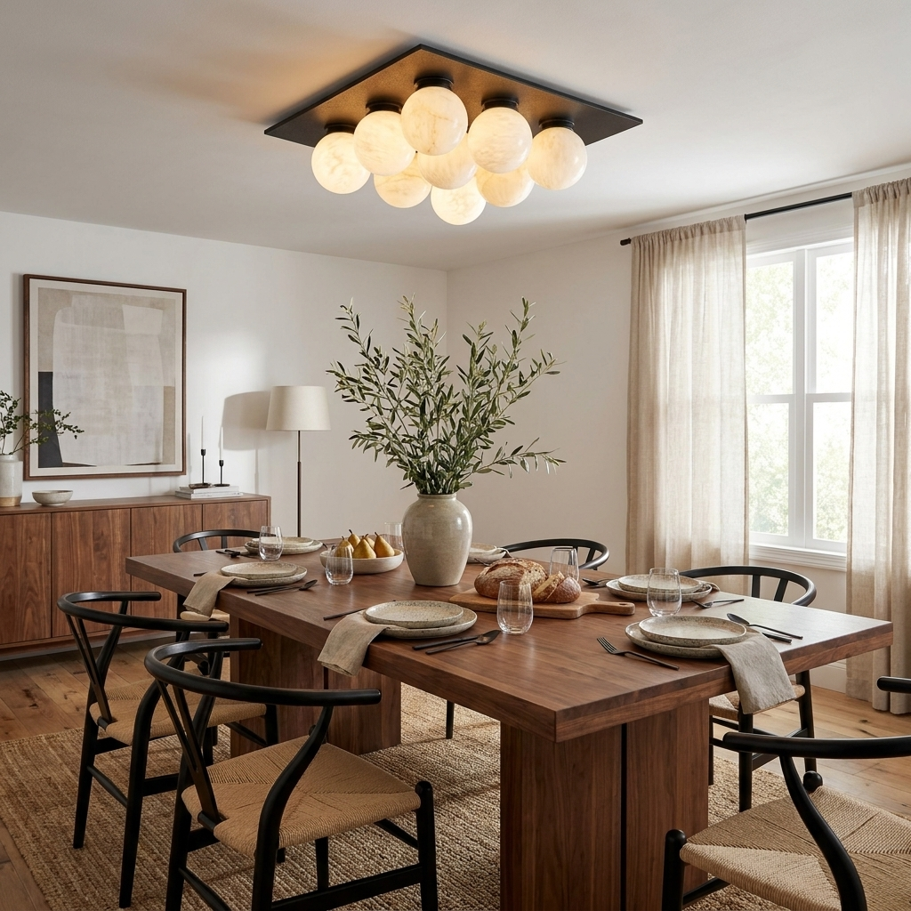 Trenwick-alabastlampe til loftsmontering
