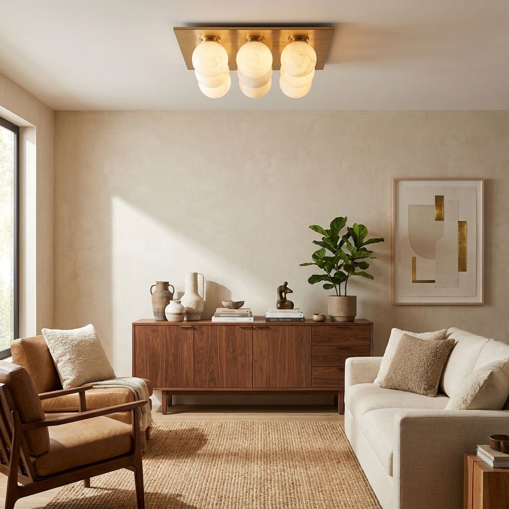 Trenwick-alabastlampe til loftsmontering