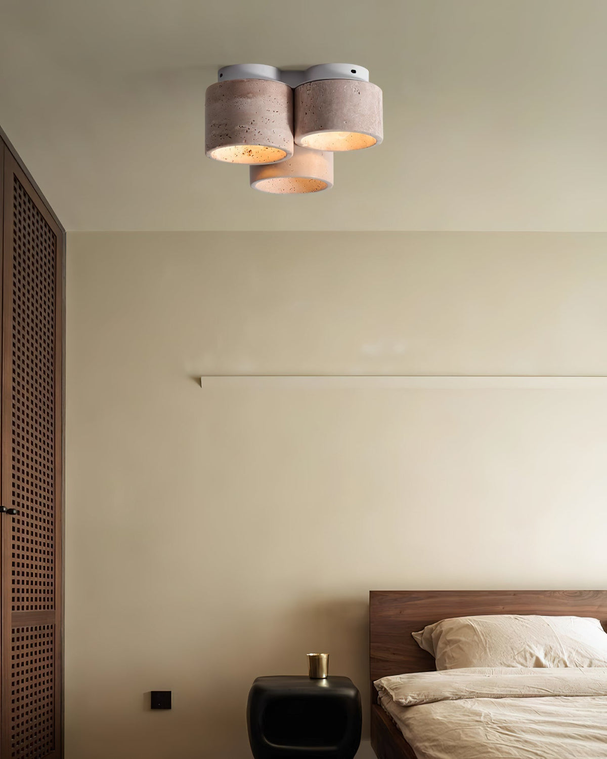 Valeneon-loftslampe 3 hoveder Travertin
