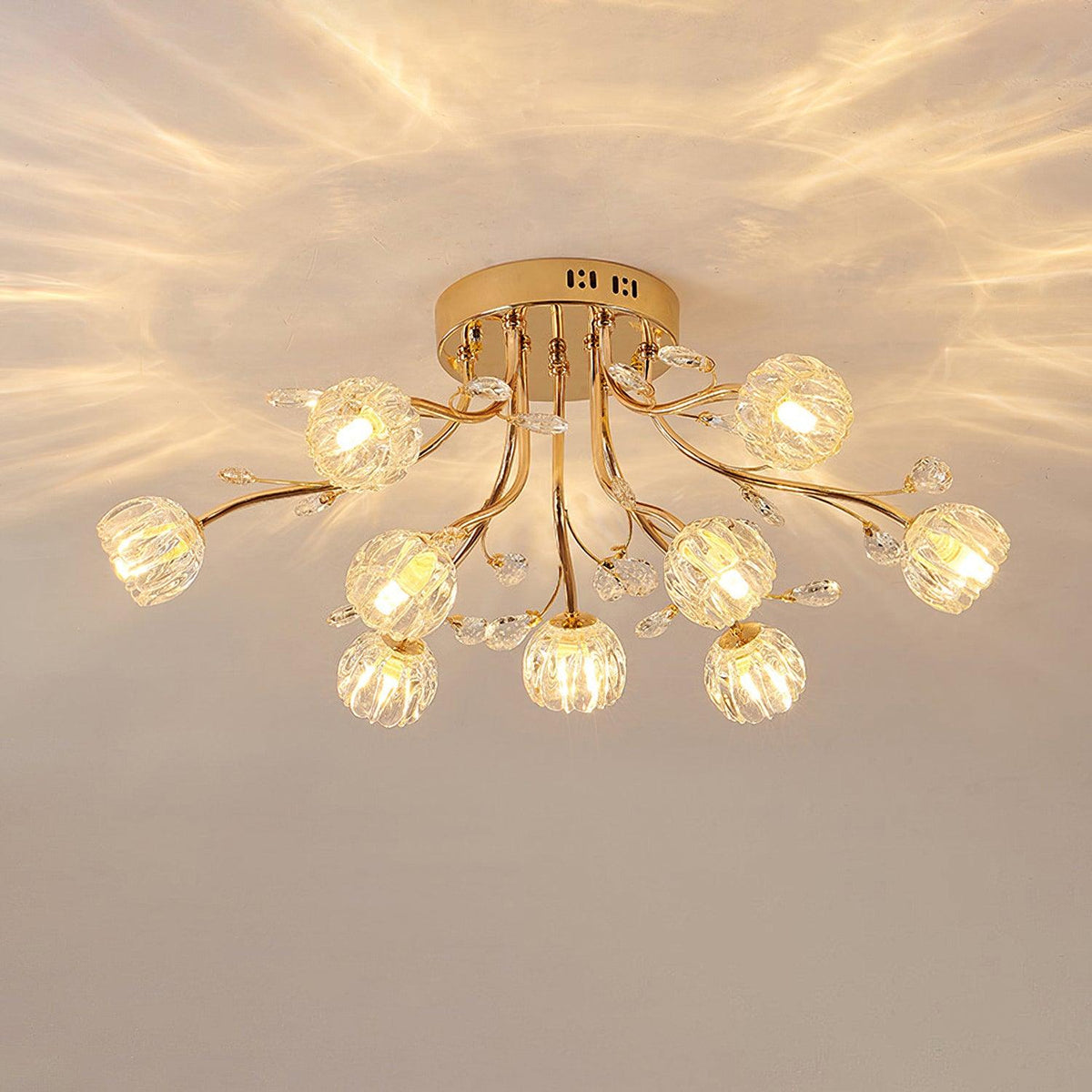 Elyinira postmoderne luksusloftlampe med blomsterform og krystaller