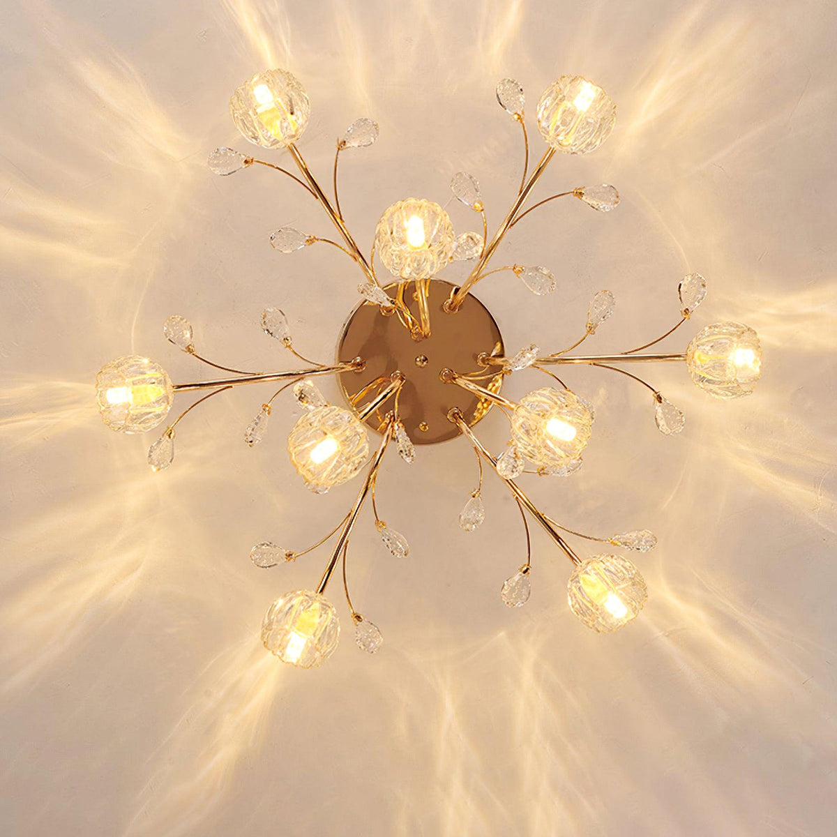 Elyinira postmoderne luksusloftlampe med blomsterform og krystaller