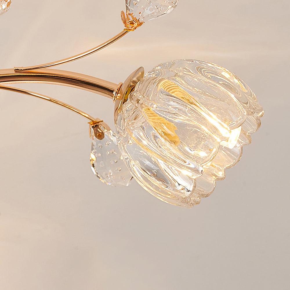Elyinira postmoderne luksusloftlampe med blomsterform og krystaller