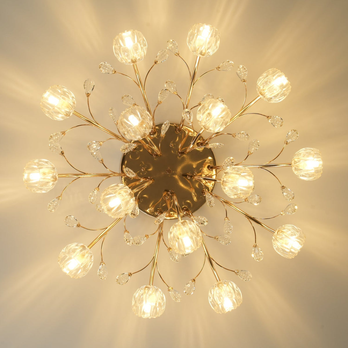 Elyinira postmoderne luksusloftlampe med blomsterform og krystaller