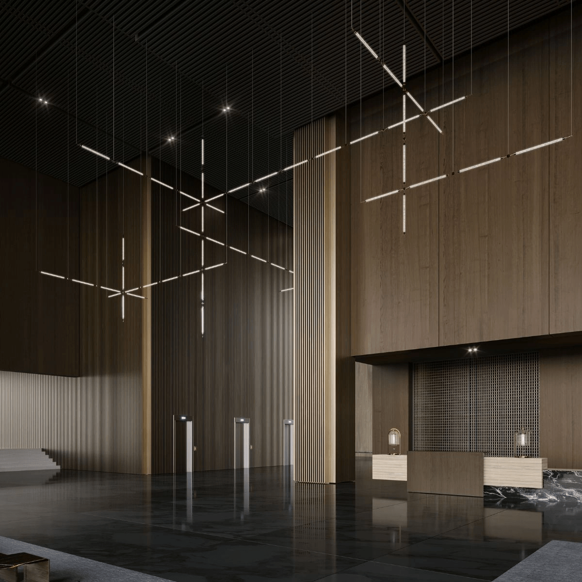CrystalGrid arkitektonisk matrix, specialtilpasset lysekrone