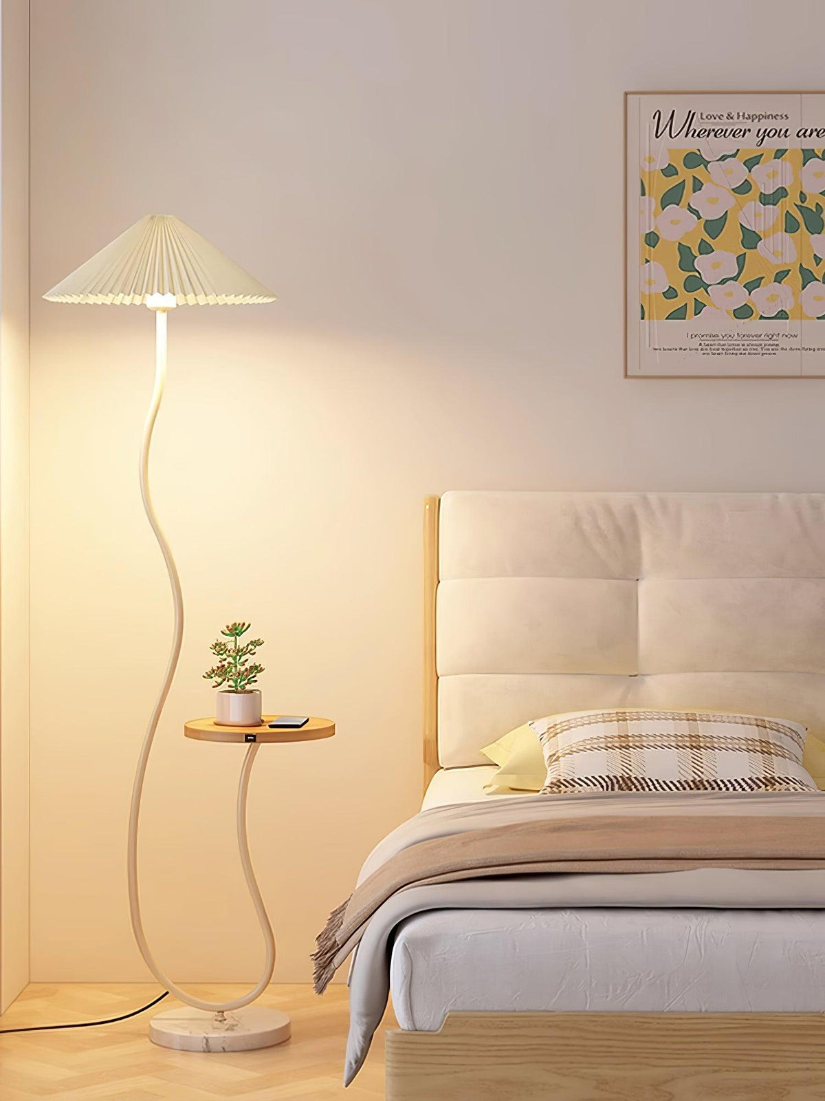 Ghel minimalistisk gulvlampe i træ