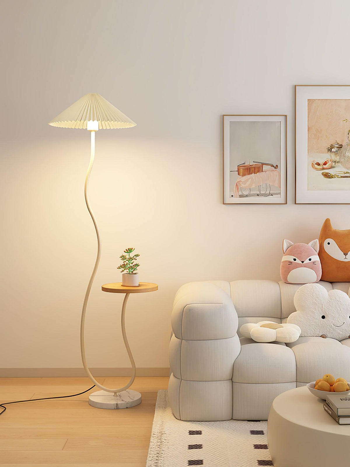 Ghel minimalistisk gulvlampe i træ