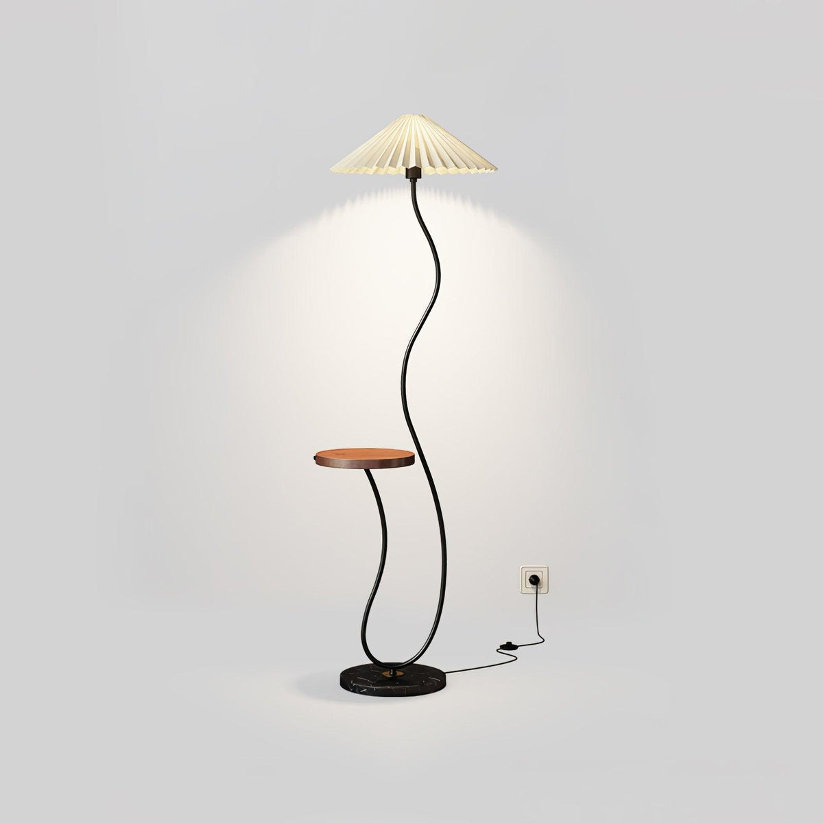 Ghel minimalistisk gulvlampe i træ