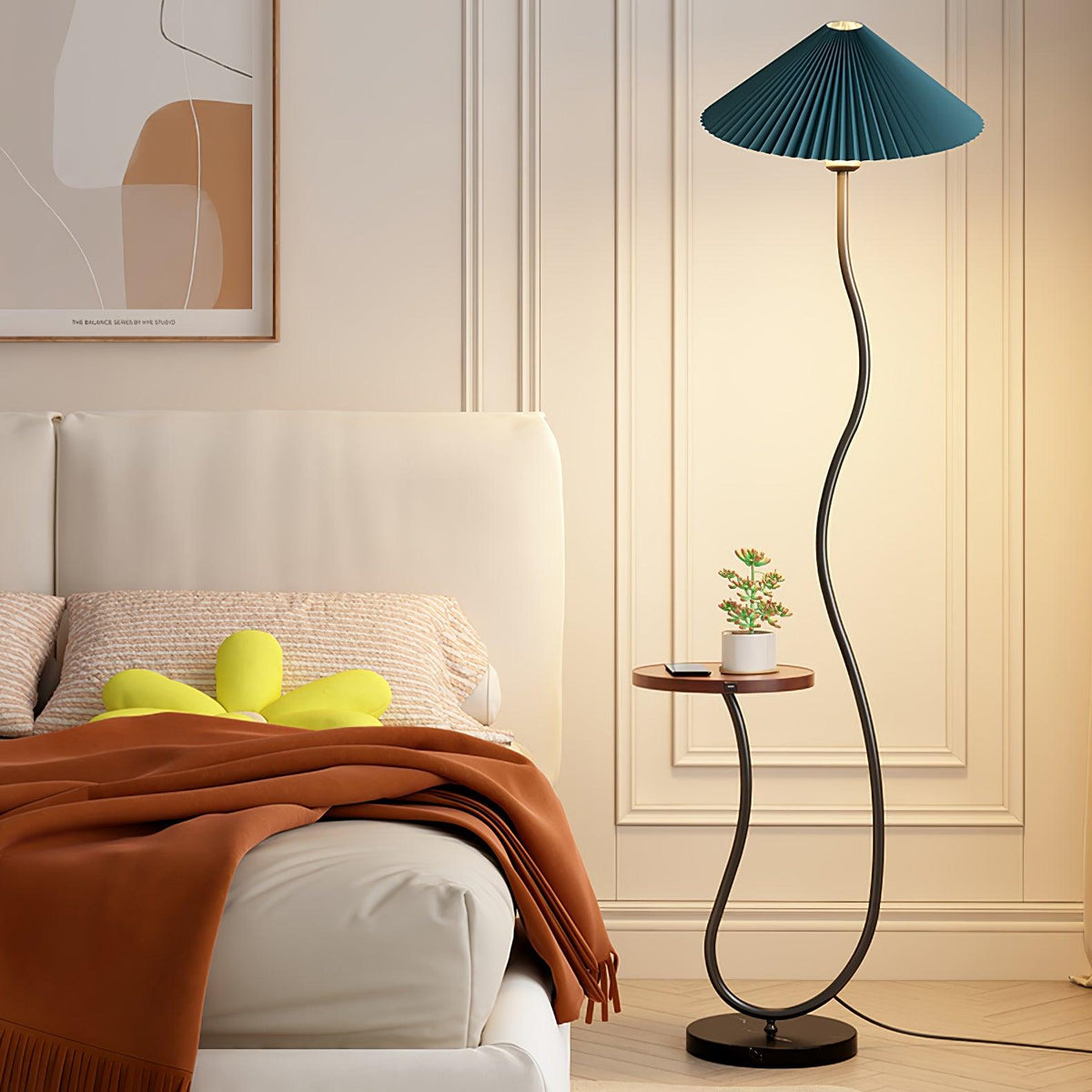 Ghel minimalistisk gulvlampe i træ