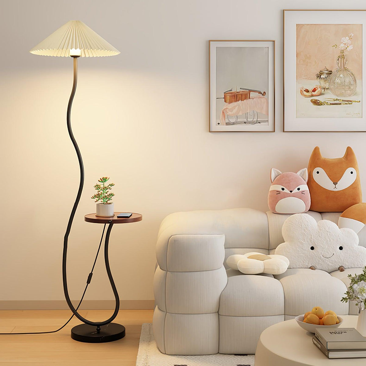 Ghel minimalistisk gulvlampe i træ