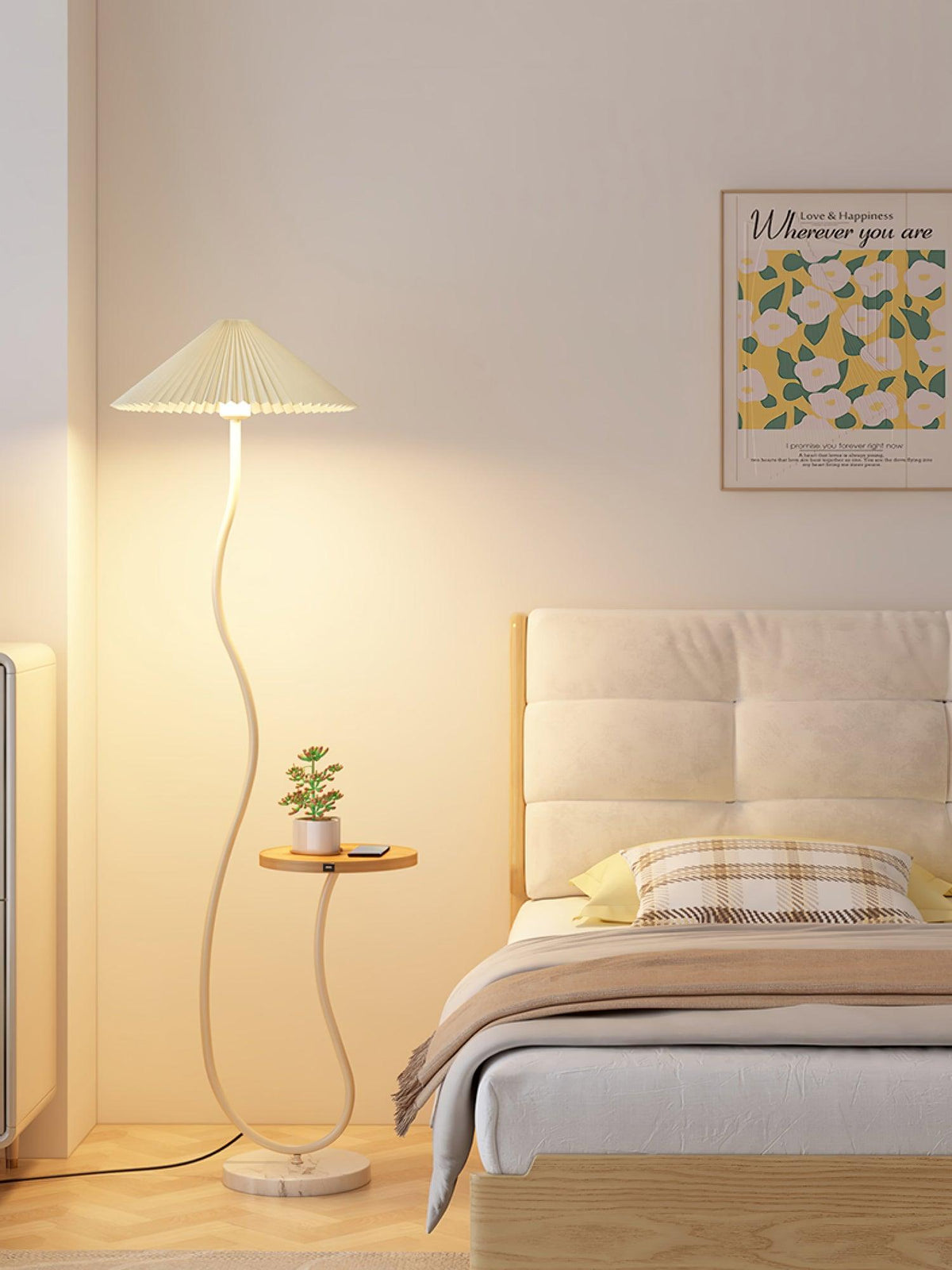 Ghel minimalistisk gulvlampe i træ