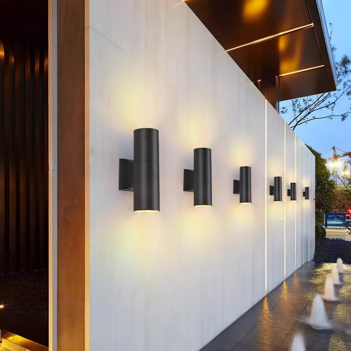 Candeeiro de parede exterior moderno, minimalista e cilíndrico Caliraine