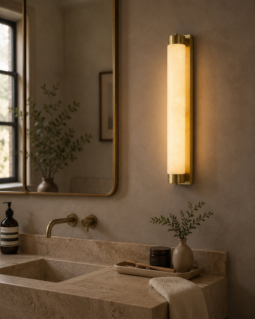Alvion vägglampa i alabaster