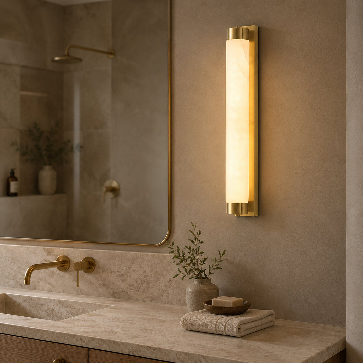 Alvion vägglampa i alabaster