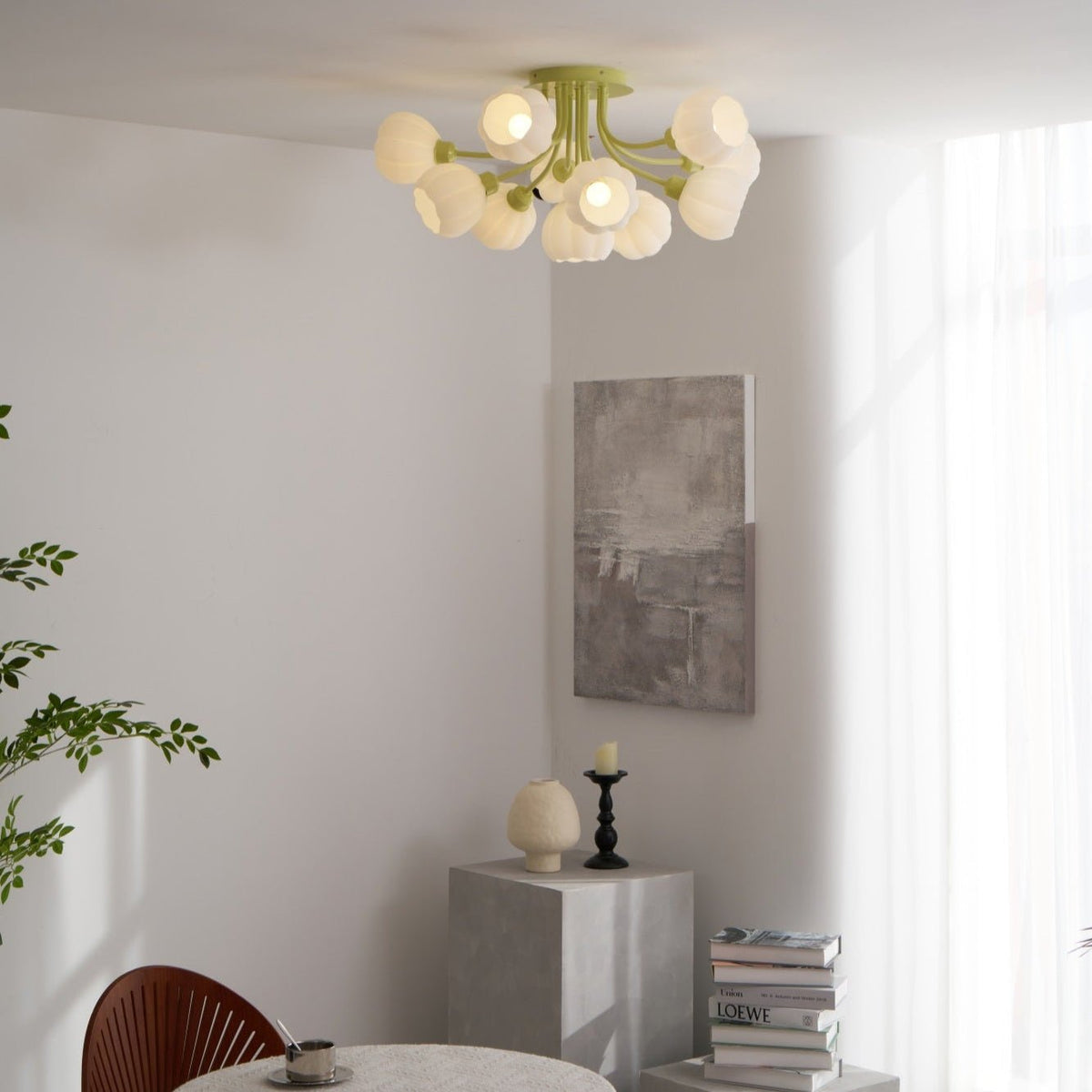 Zenorarae elegant taklampa i matchaglas