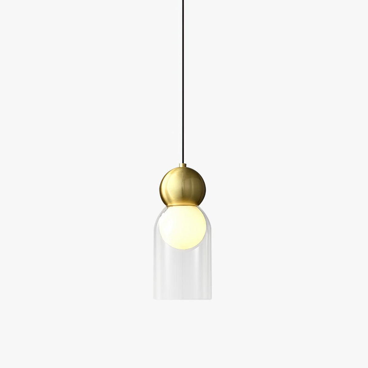 Veloina pendellampe i messing og glas, nordisk, geometrisk