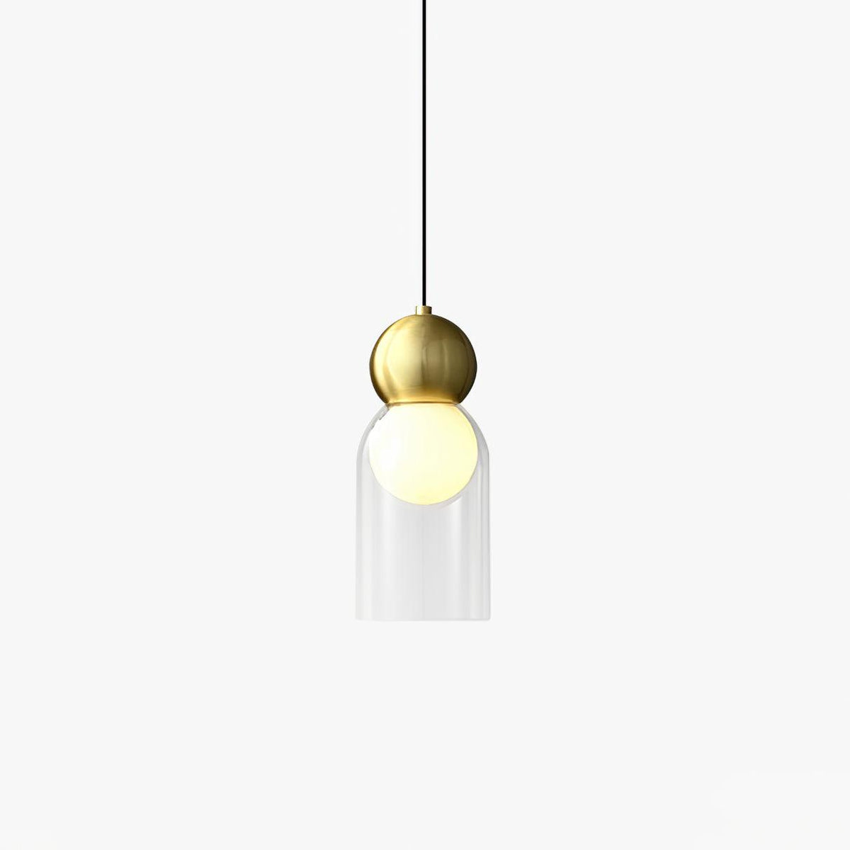 Veloina pendellampe i messing og glas, nordisk, geometrisk