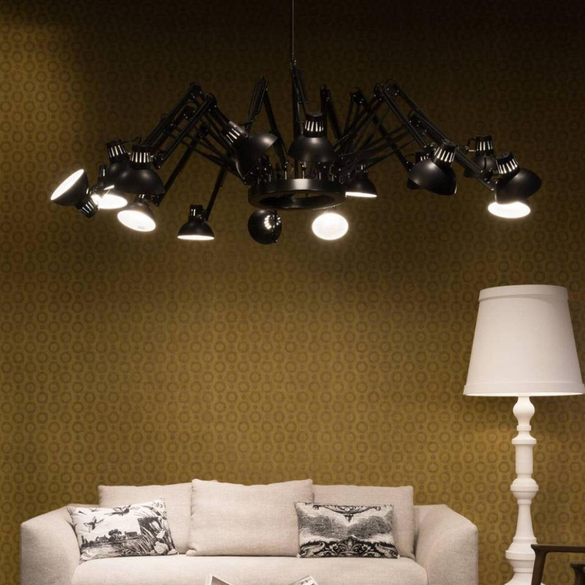 Candeeiro de lustre preto ajustável com vários braços Livenu