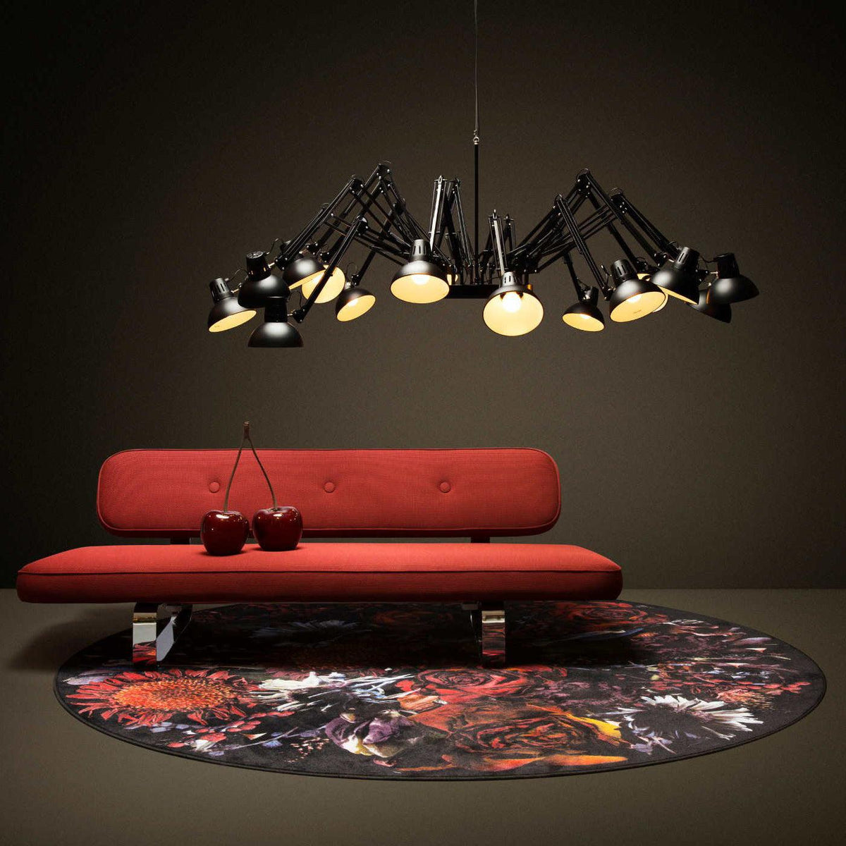 Candeeiro de lustre preto ajustável com vários braços Livenu