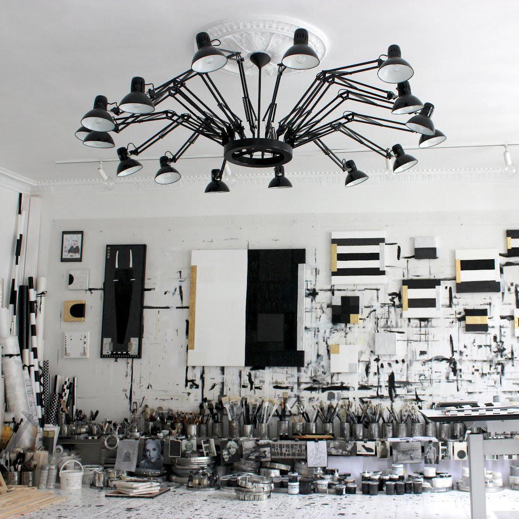 Candeeiro de lustre preto ajustável com vários braços Livenu