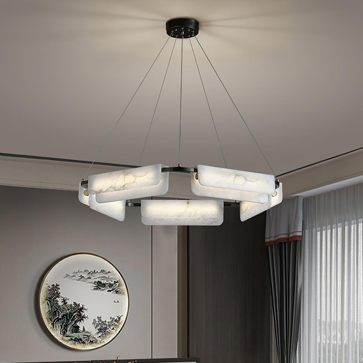 Circona pendellampe i alabast