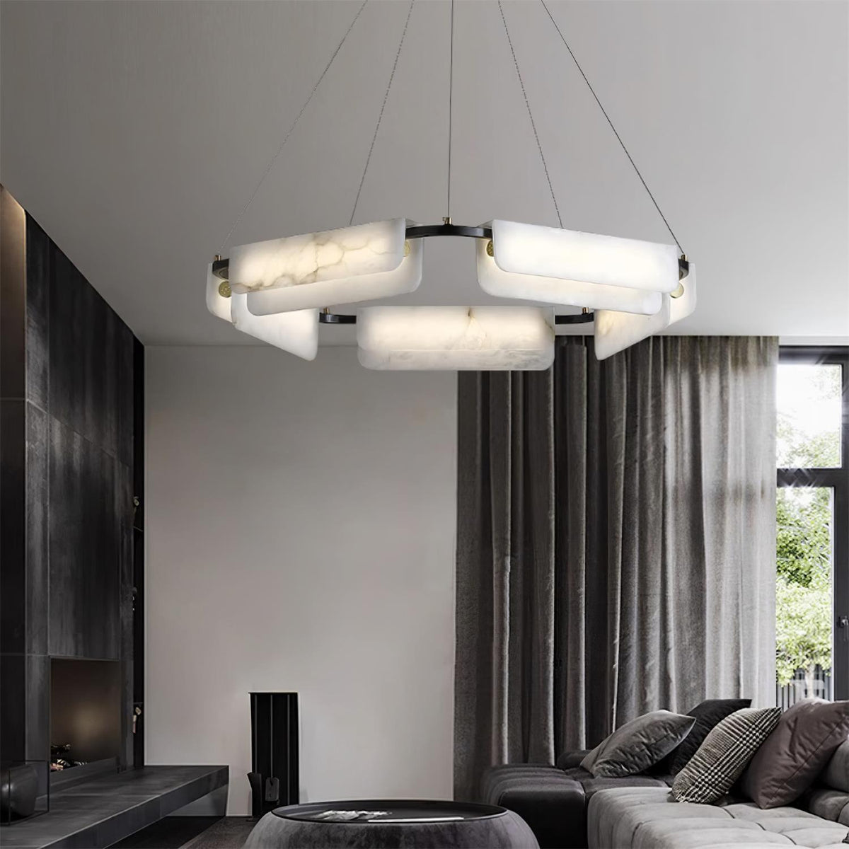 Circona pendellampe i alabast