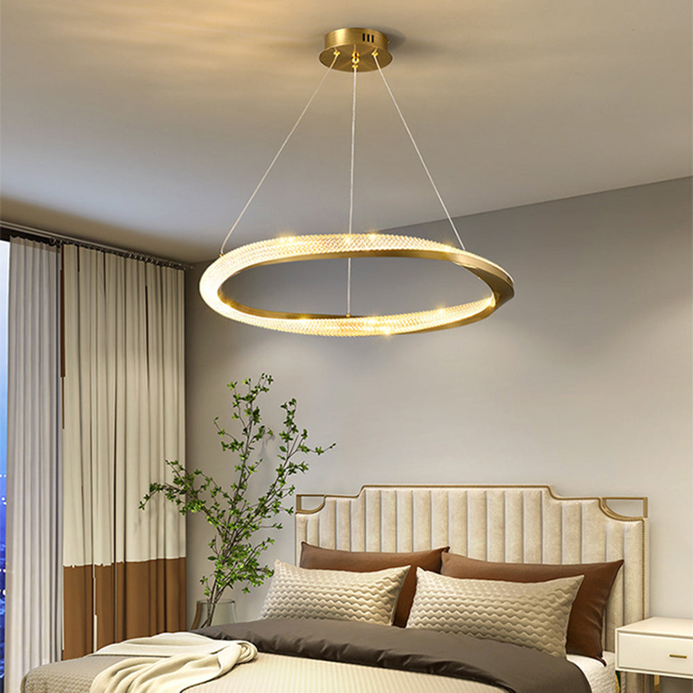 Arisha minimalistisk ringformad spiralpendellampa, guld