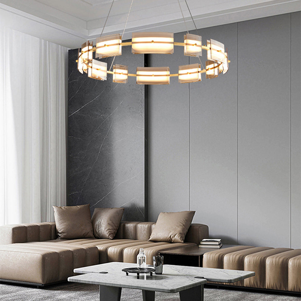 Arisha minimalistisk ringformad pendellampa i metall, svart/guld