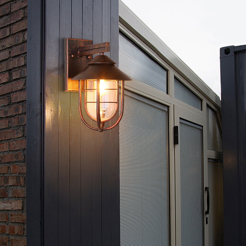 Ray vintage utomhusvägglampa i metall med lanternform, svart