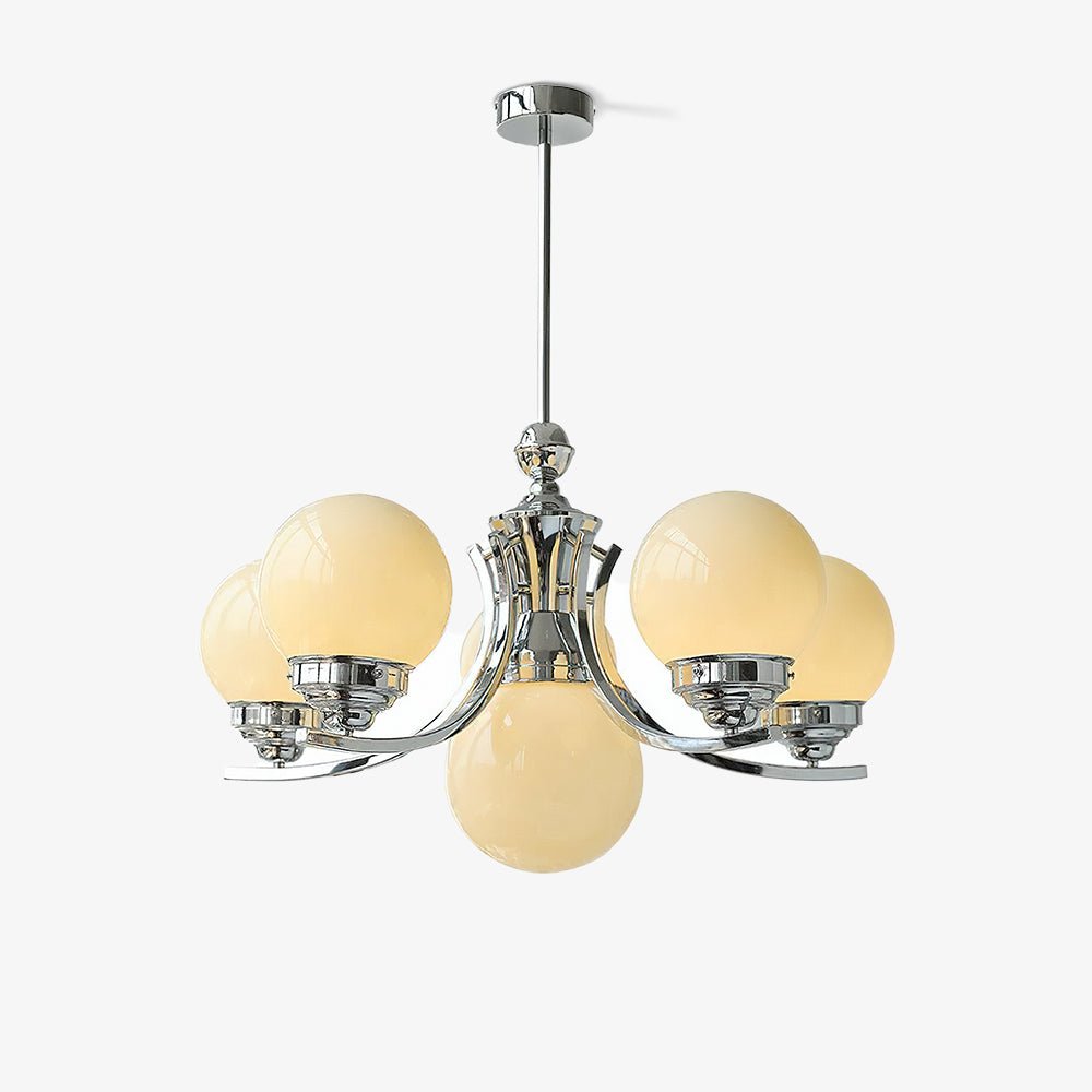 Candeeiro de teto Dusk Globe cromado moderno de 5 lâmpadas