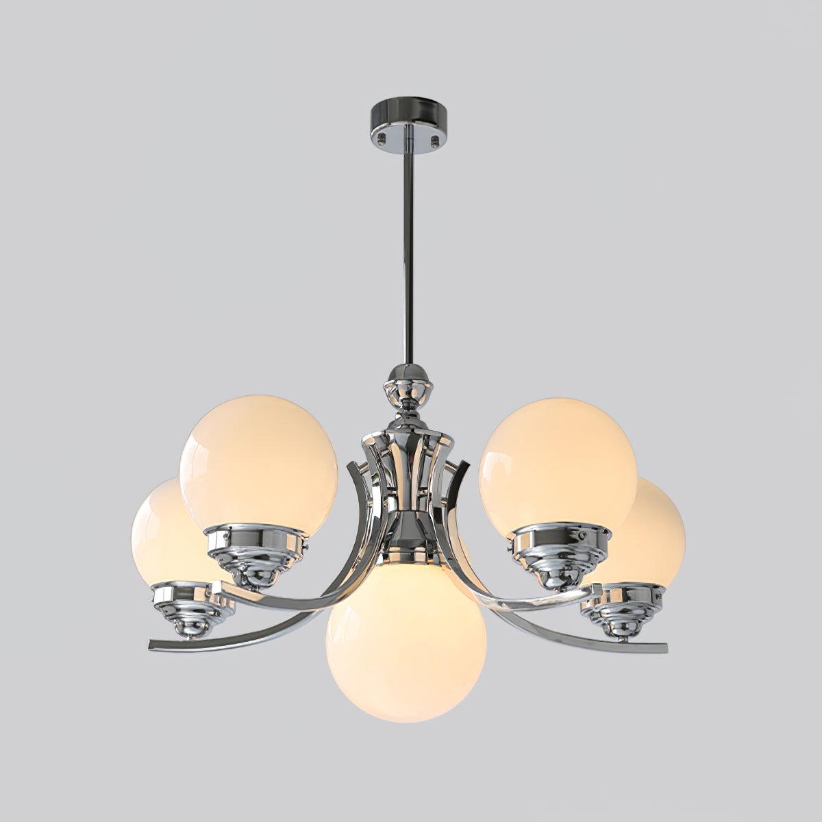 Candeeiro de teto Dusk Globe cromado moderno de 5 lâmpadas