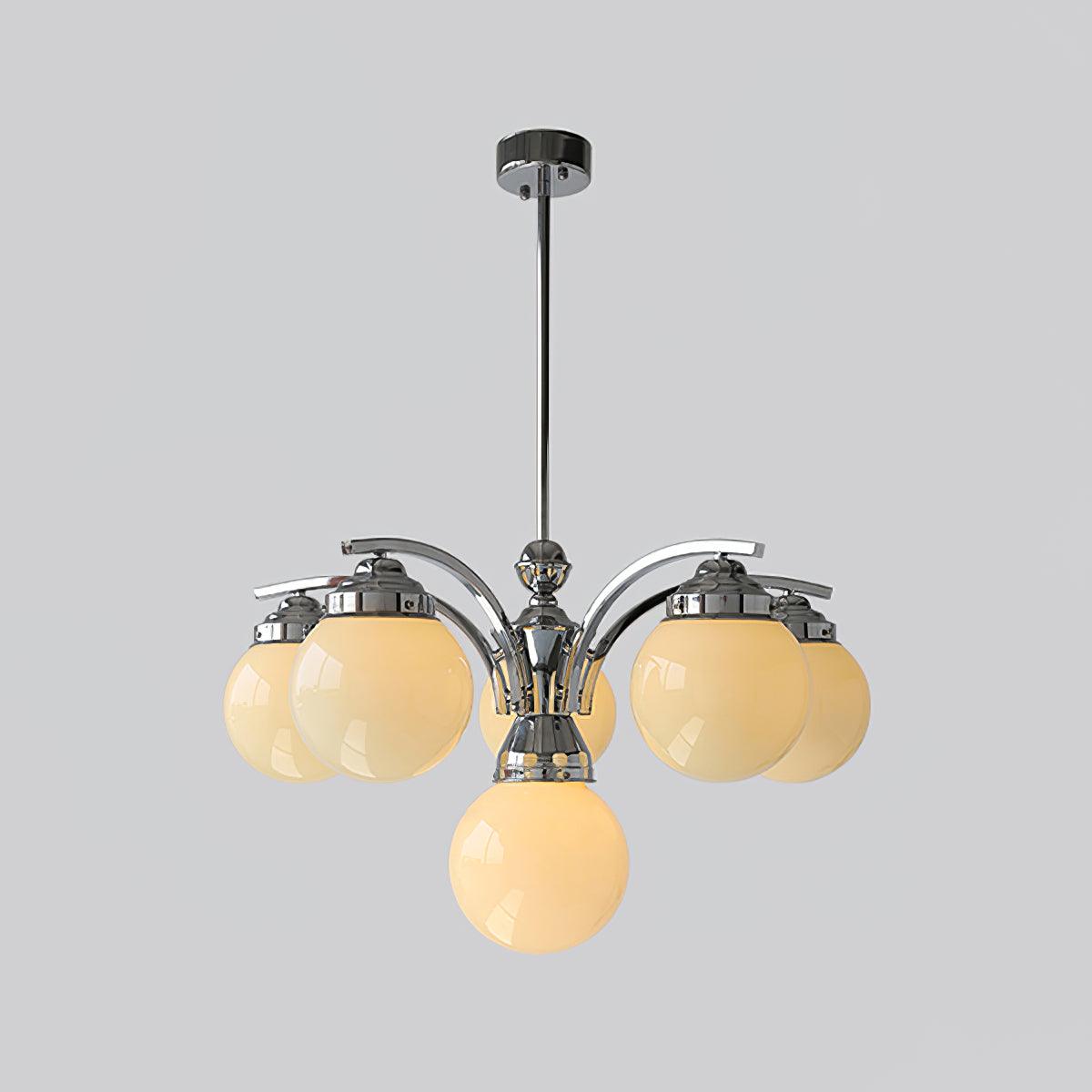Candeeiro de teto Dusk Globe cromado moderno de 5 lâmpadas