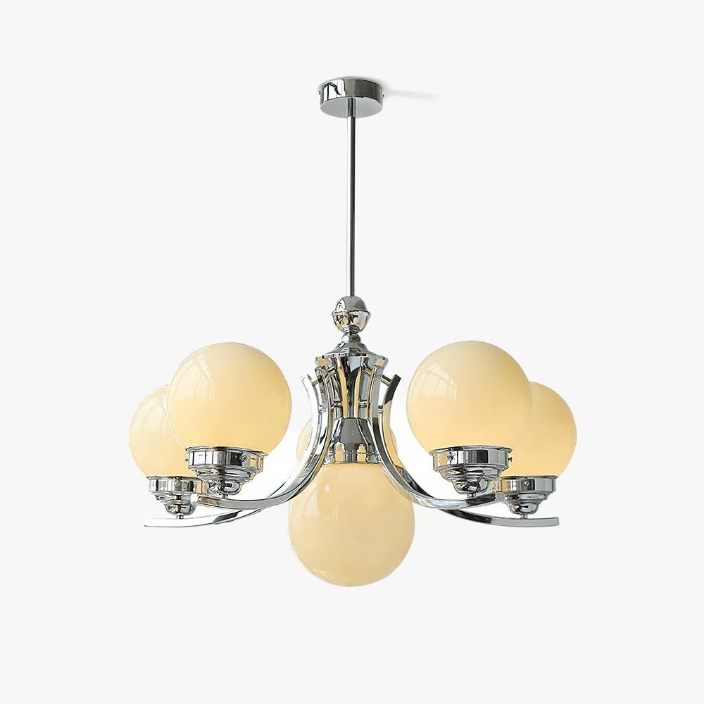 Candeeiro de teto Dusk Globe cromado moderno de 5 lâmpadas