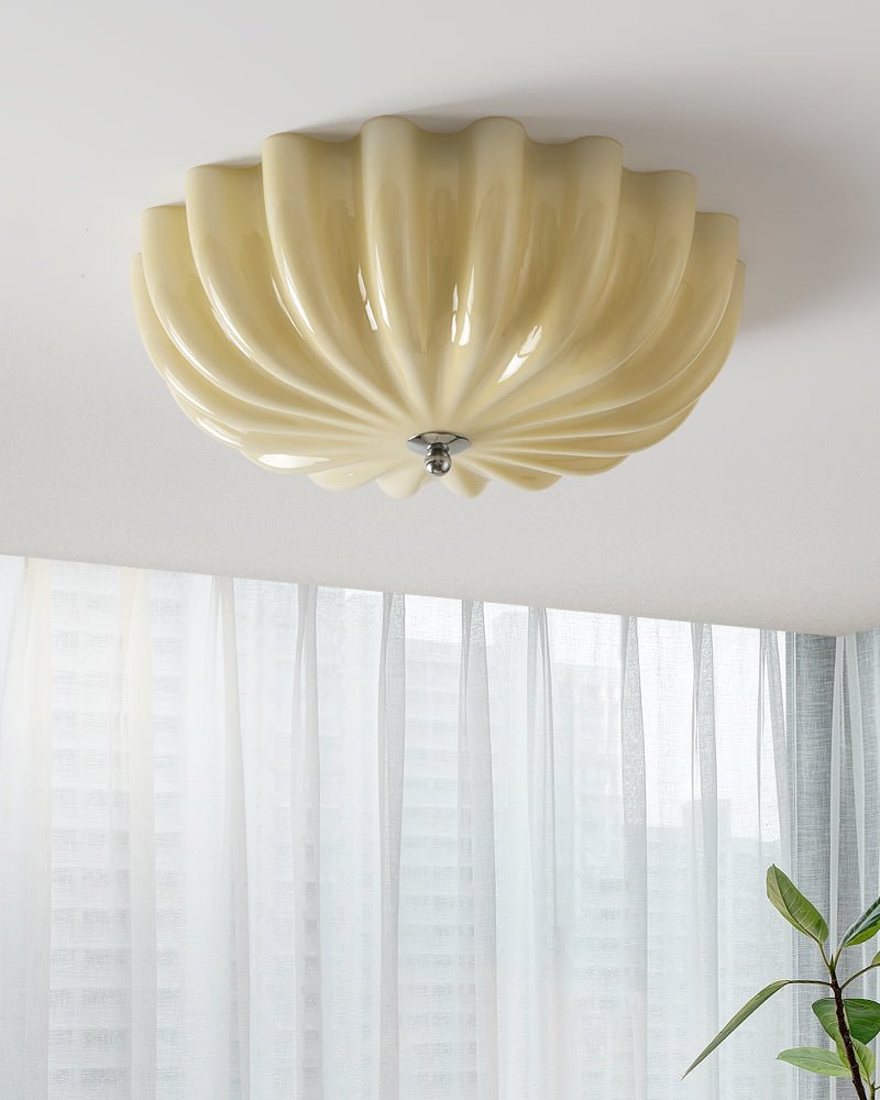 Zerinos premium nordisk konstnärlig taklampa i snäckform med trä och glas