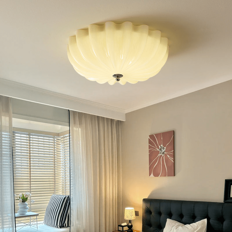Zerinos premium nordisk konstnärlig taklampa i snäckform med trä och glas