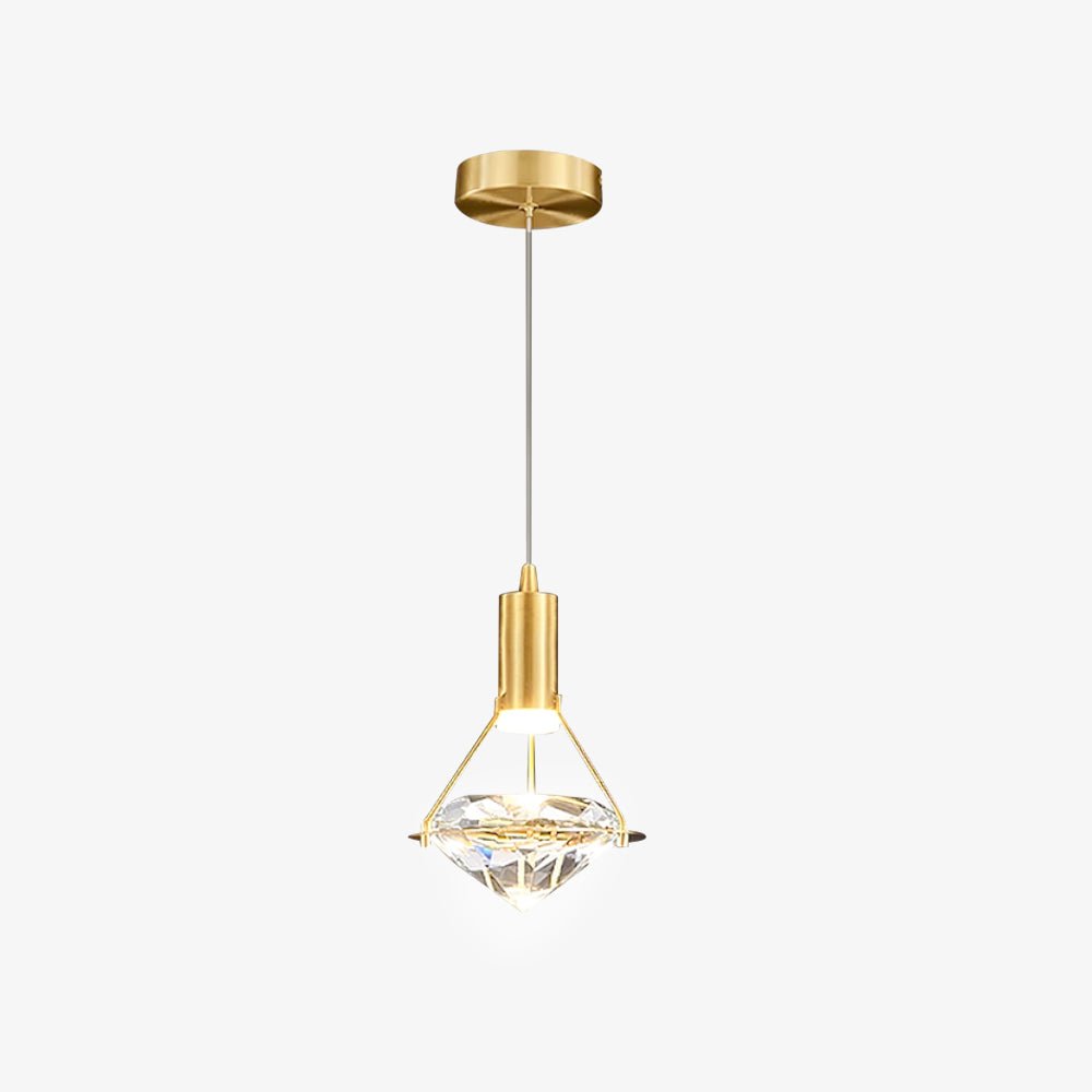 Candeeiro suspenso Cira em latão e cristal, elegante