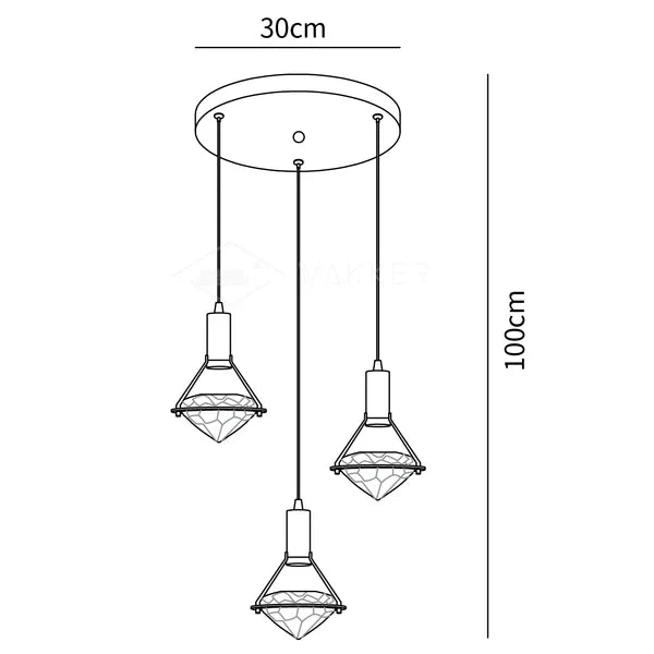 Candeeiro suspenso Cira em latão e cristal, elegante