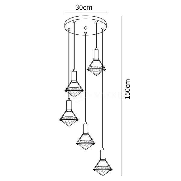 Candeeiro suspenso Cira em latão e cristal, elegante