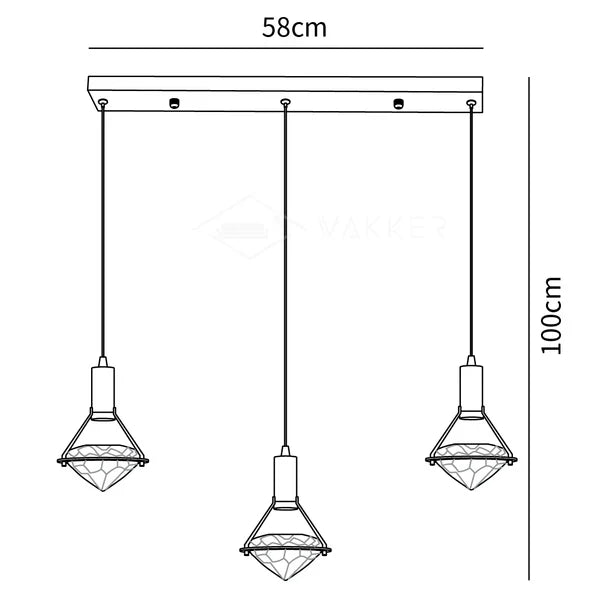 Candeeiro suspenso Cira em latão e cristal, elegante