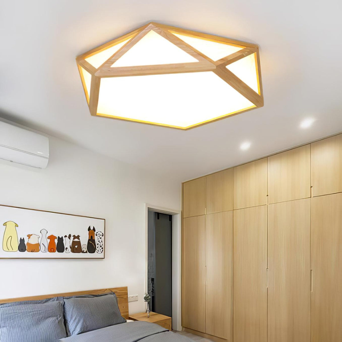 Syleneria loftlampe i træ, diamantformet, geometrisk, moderne