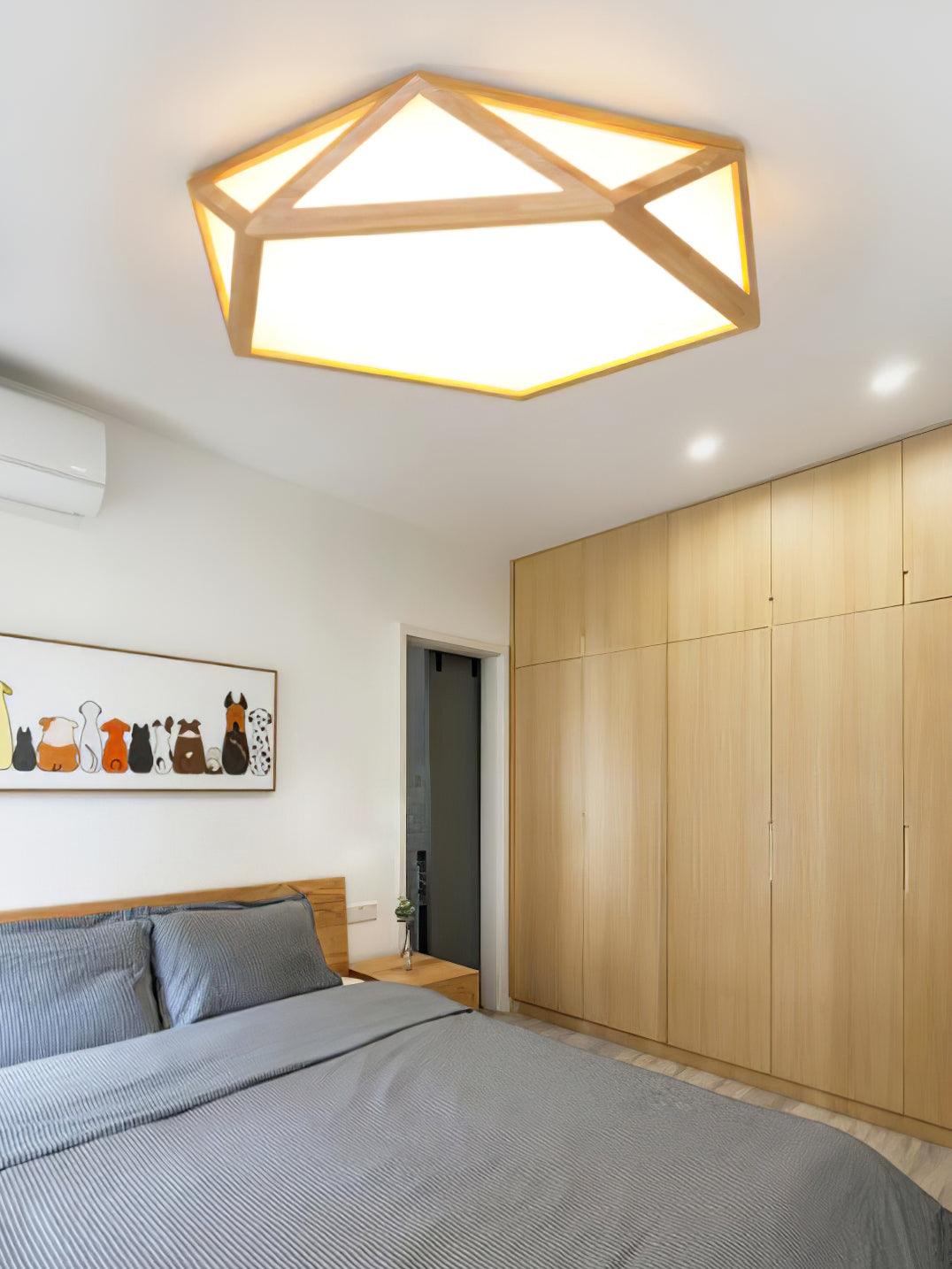 Syleneria loftlampe i træ, diamantformet, geometrisk, moderne
