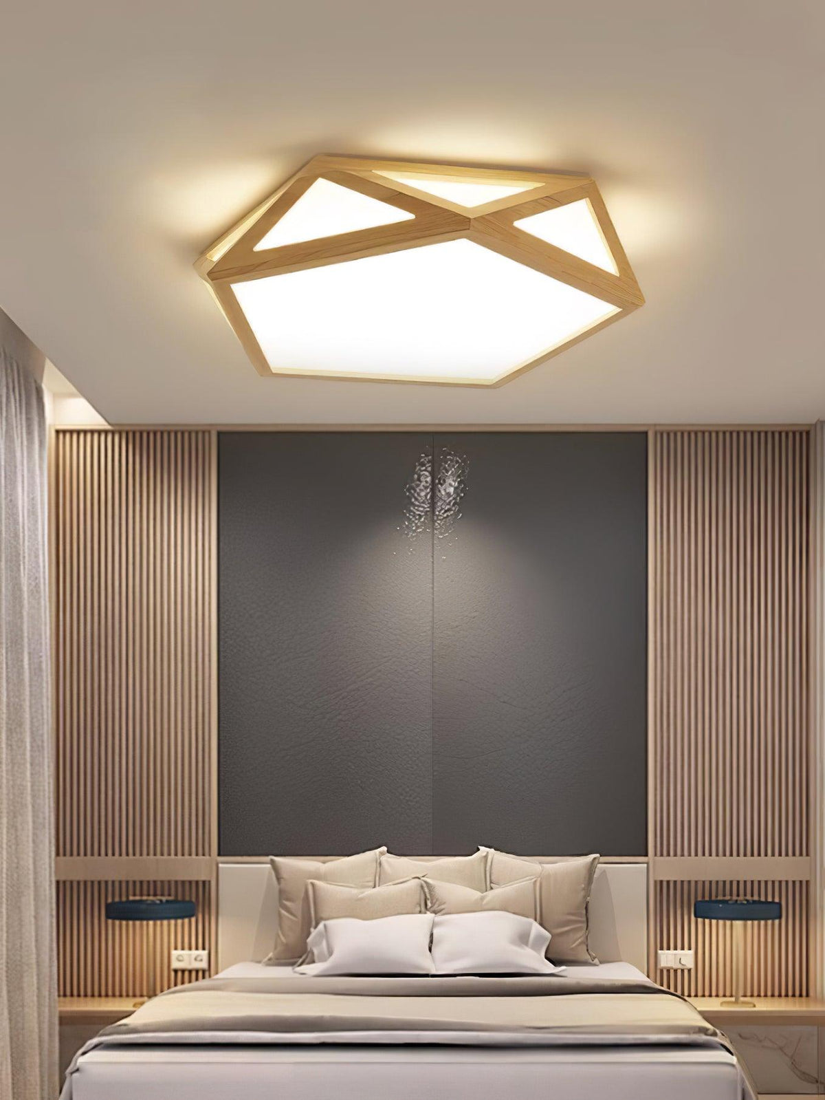 Syleneria loftlampe i træ, diamantformet, geometrisk, moderne