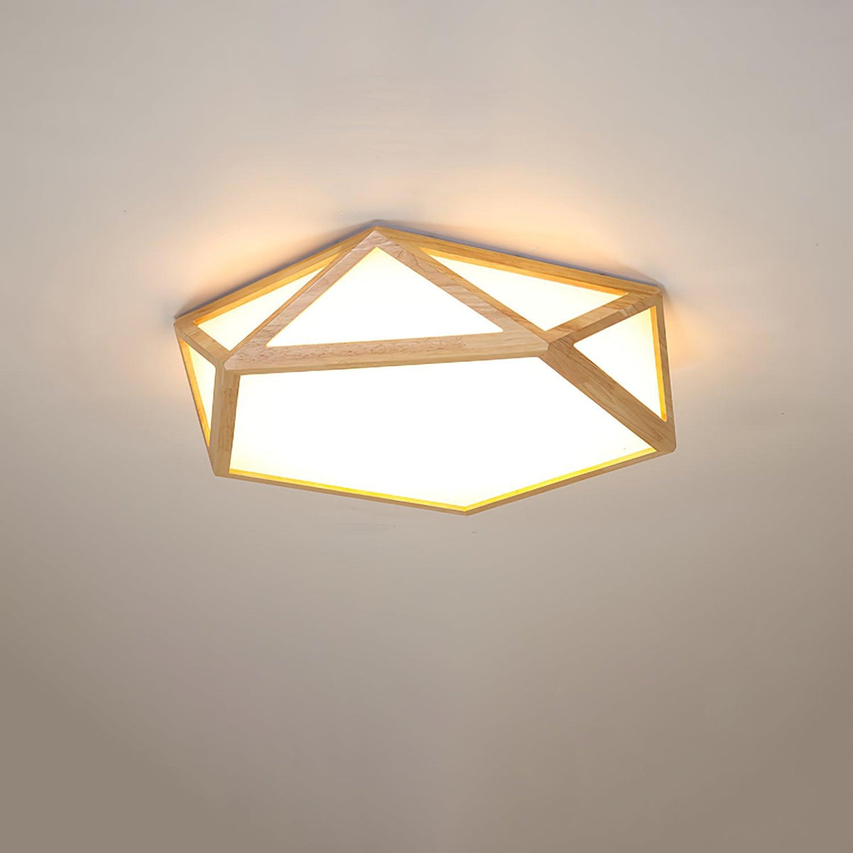 Syleneria loftlampe i træ, diamantformet, geometrisk, moderne