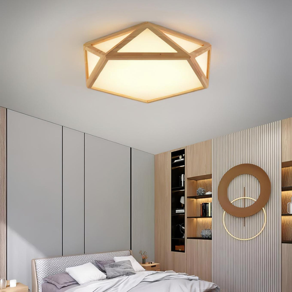 Syleneria loftlampe i træ, diamantformet, geometrisk, moderne
