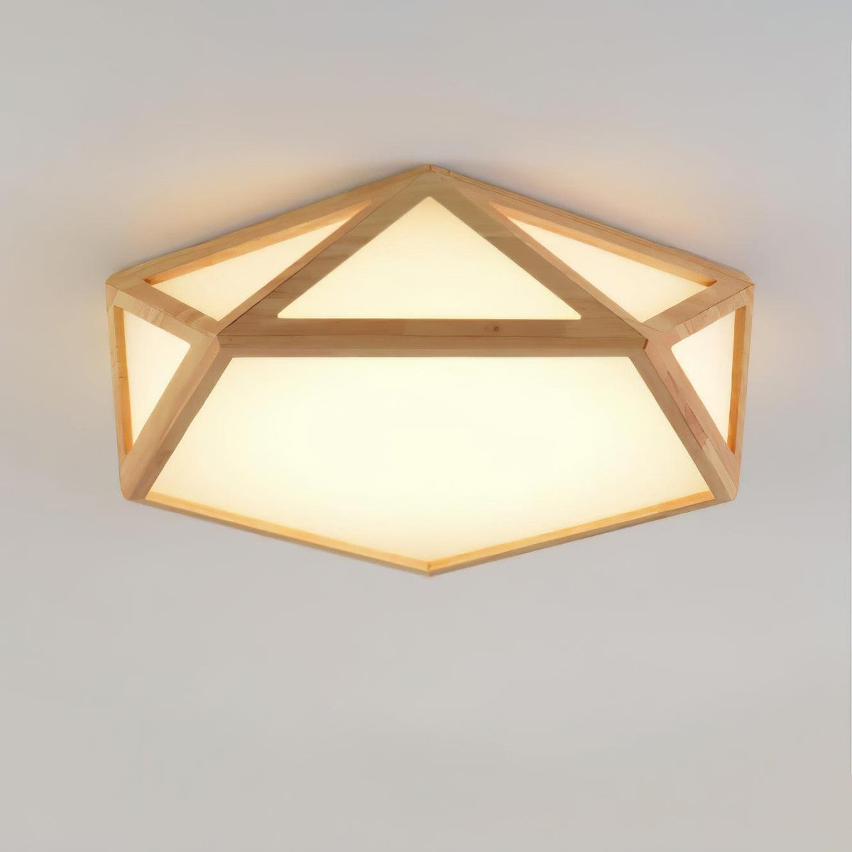 Syleneria loftlampe i træ, diamantformet, geometrisk, moderne