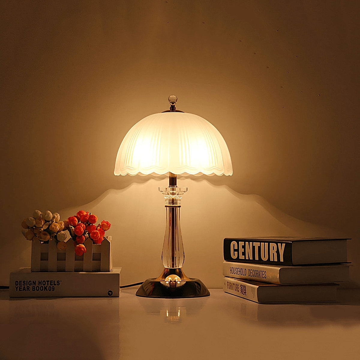 Belle välvd bordslampa i glas