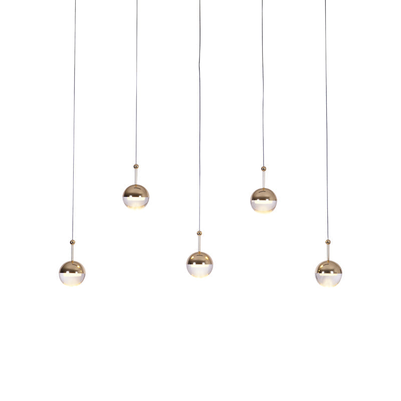 Zaneth minimalistisk pendellampe i stål og glas med flere ophæng til trappe
