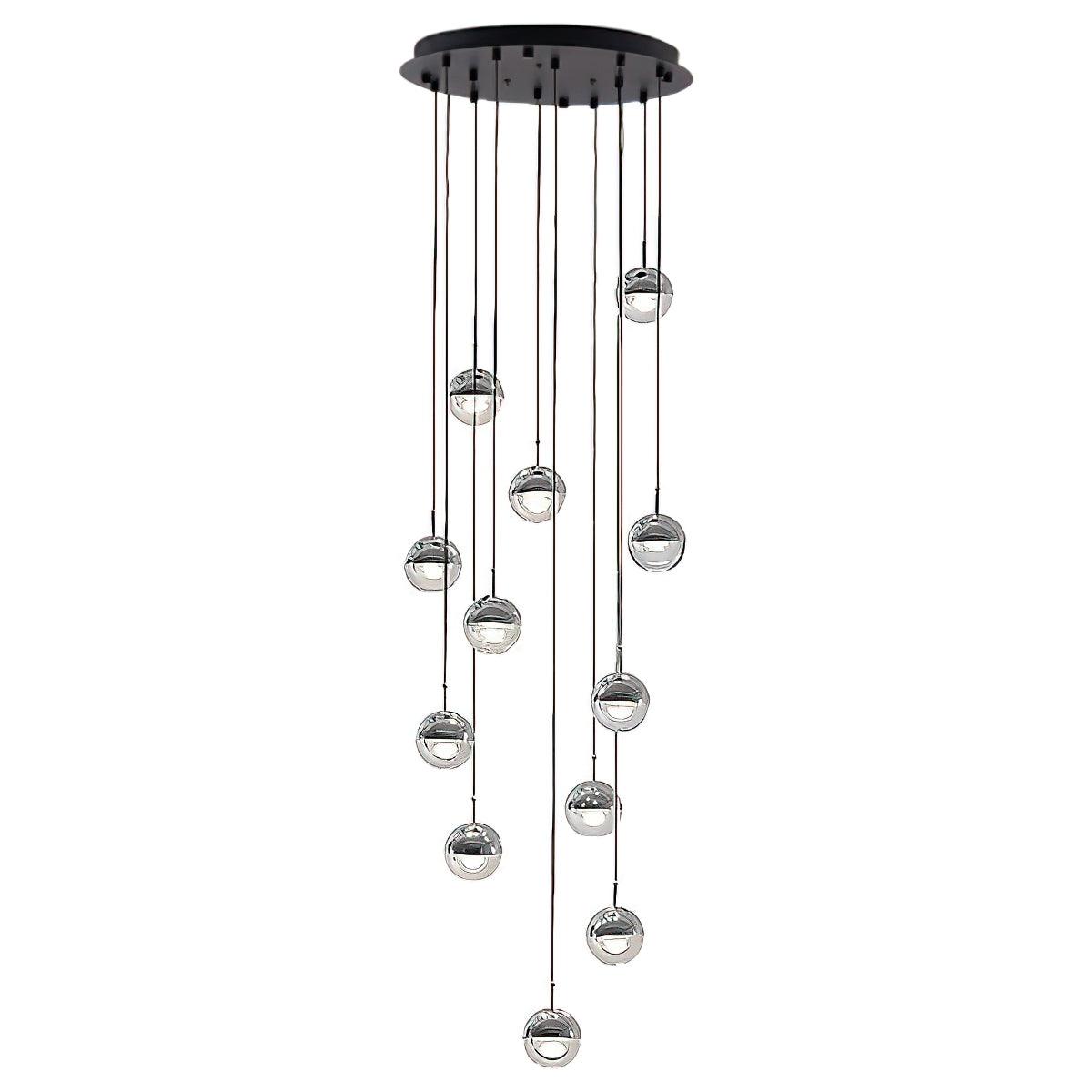 Zaneth minimalistisk pendellampe i stål og glas med flere ophæng til trappe