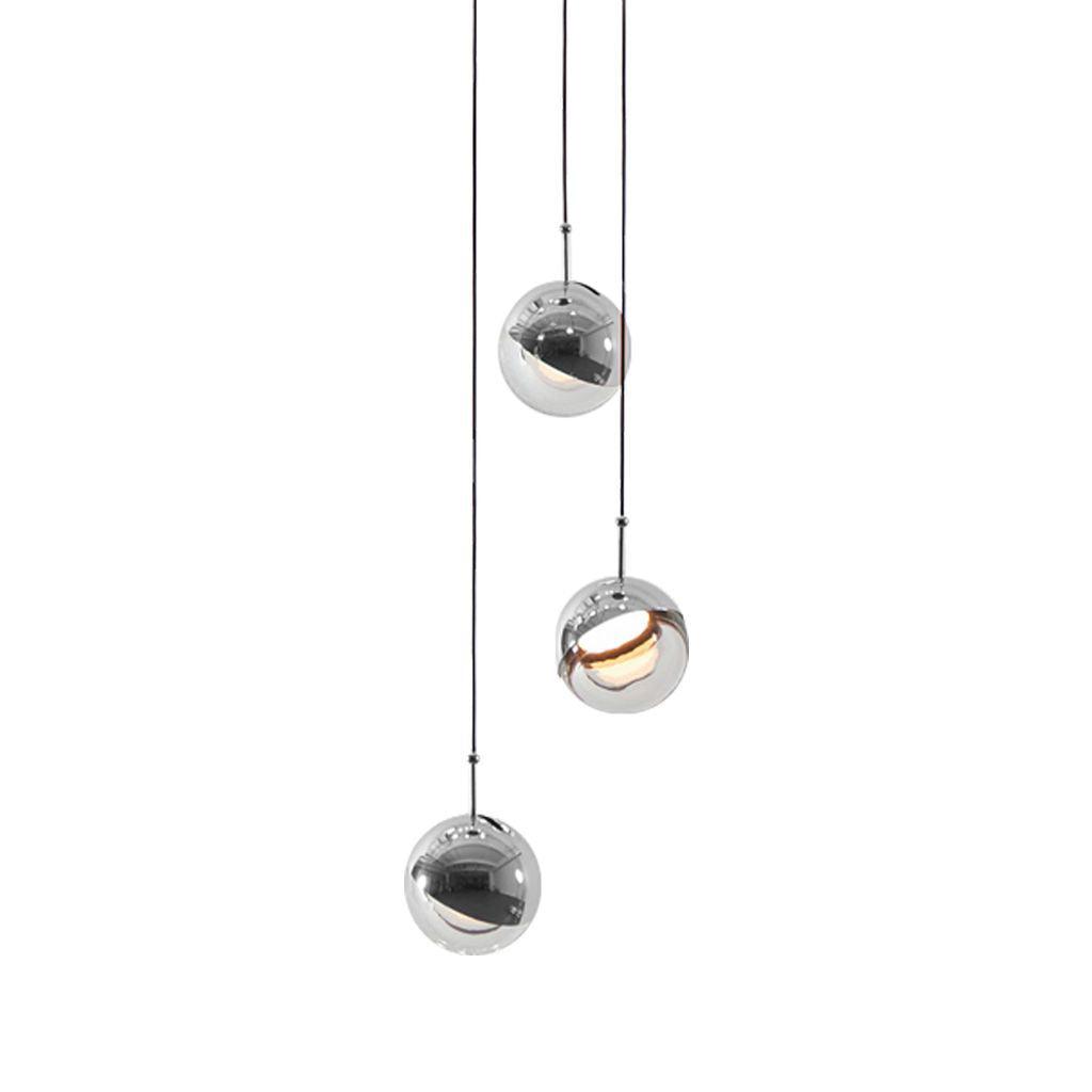 Zaneth minimalistisk pendellampe i stål og glas med flere ophæng til trappe